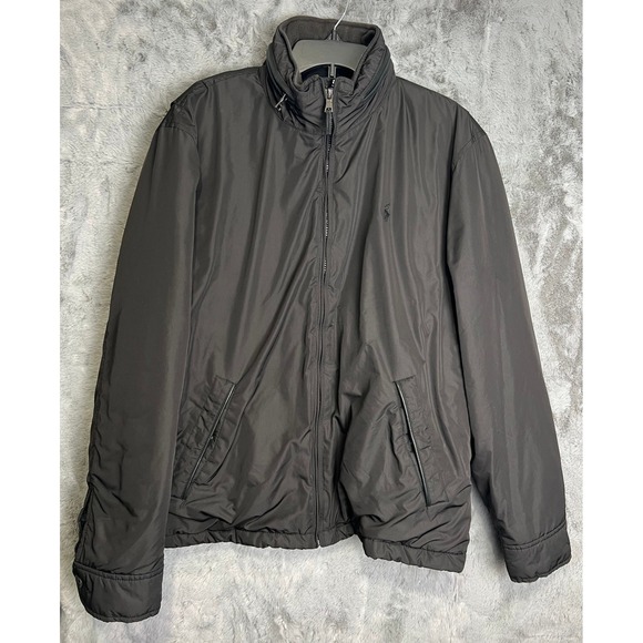 Polo Ralph Lauren Other - Polo Ralph Lauren Mens Black Full Zip Windbreaker Jacket L Polyester Shell Hood
